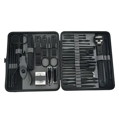 Paslanmaz çelik tırnak makası 36 parçalı set siyah tırnak makası manikür tırnak makası manikür güzellik pedikür alet seti - 9