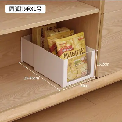 Retractable kitchen storage basket, transparent, extended length for cabinet use - 9