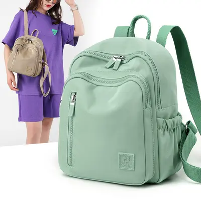 Lightweight Solid Color Textured Backpack, Women's Backpack for Outdoor Travel and Commuti - 3