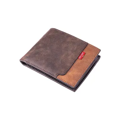 Men's Horizontal Bifold PU Leather Wallet Multi-Card Slots Color-Block Retro Style - 7