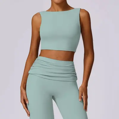 Çıplak yoga yeleği, spor koşu seksi yoga üstü, çabuk kuruyan koşu spor yoga giyim fabrikası - 3