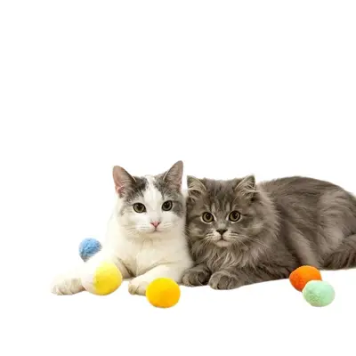 静音毛绒猫玩具球微弹力逗猫棒耐咬冬季保暖猫咪自嗨解闷宠物用品 - 6