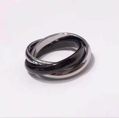 Three-Ring Couple Ring, Diamond Inlay, Lustrous - 8