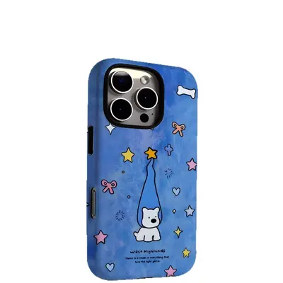 Mavi yıldız desen iPhone 17 kılıfı Apple 17 Pro Max film koruma