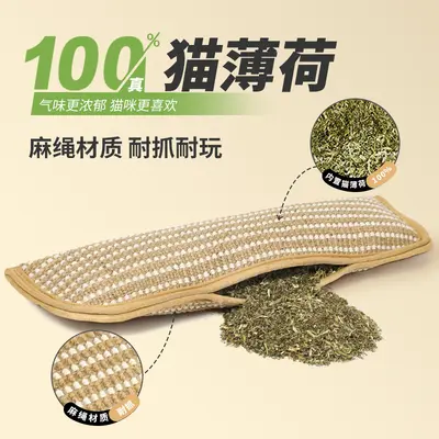Catnip Pillow Cat Toy, Chew-Resistant, Jute Scratch Board - 1