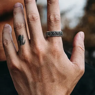 Chiba silver iris flower ring for men adjustable open