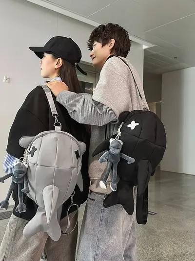 Cartoon Shark Backpack for Men and Women, Large Capacity School Bag - 3