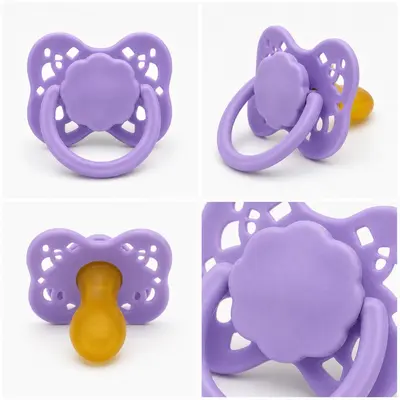 Hollow Baby Pacifier, Natural Latex Nipple with PP Shield, Anti-Colic