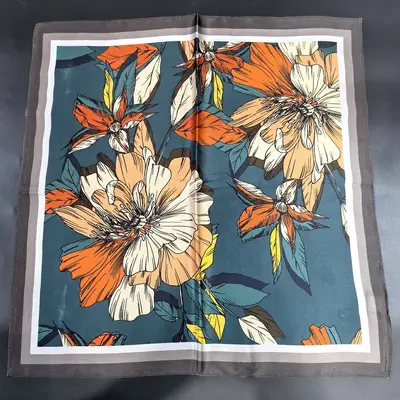 Mulberry Silk Printed Thin Summer Square Scarf - 10