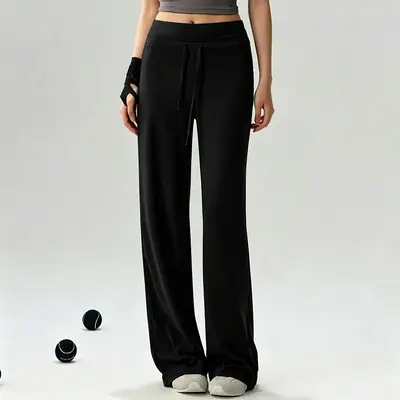 Loose yoga long pants women wide leg pilates fitness long sleeve - 11