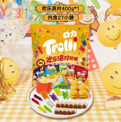 Trolli Kouli Burger-Gummibärchen, gefüllte Fruchtgummis, Hochzeitssüßigkeiten