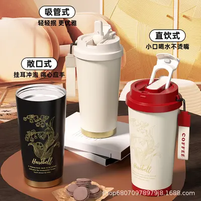 爆款 简约双饮保温杯316不锈钢高颜值情侣学生水杯花茶杯子