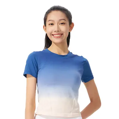 Women's Sports Short-Sleeve Top, Quick-Dry, Gradient Color - 10