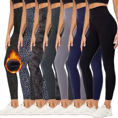 Damen-Leggings mit Fleece-Futter, hohe Taille, Winter-Yogahose - 4