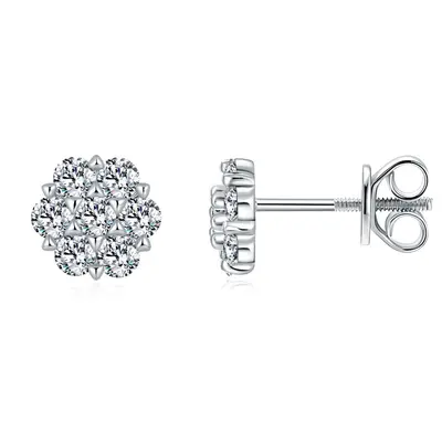 S925 Sterling Silver Moissanite Stud Earrings, Snowflake Design