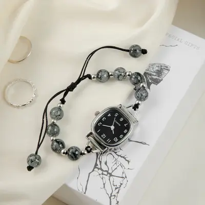 Damen-Webtechnologie-Uhr im Chanel-Stil, Armband-Uhr, Nischen-Leichtluxus, elegant, vielseitig, Kamelie-Perlen-Uhr. - 12