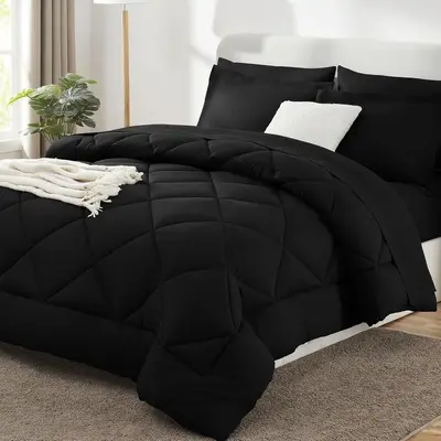 Brushed Diamond Quilted Comforter and Pillowcase Set, 3 Pieces, Multiple Colors - 4
