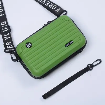 7 inch hard shell waterproof cosmetic bag, large capacity, crossbody strap - 10