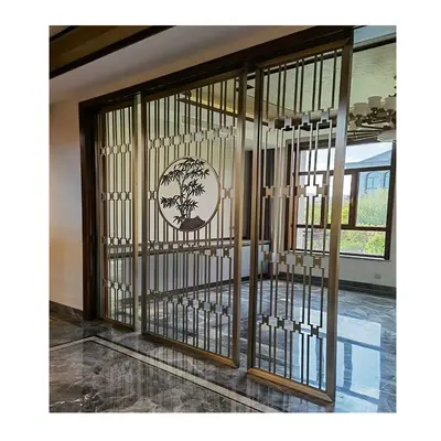 Modern Stainless Steel Folding Screen, Metal Room Divider for Villa and Restaurant - 6