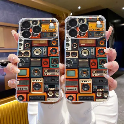 Retro tape recorder design transparent case for iPhone 18/17 Pro Max