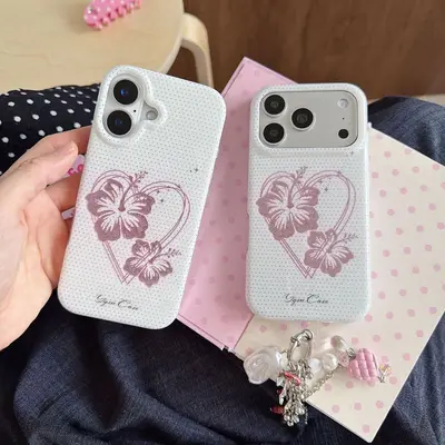 iPhone 18 Pro Max / 17 / 16 Pro Pünktchen-Blumenmuster doppellagig