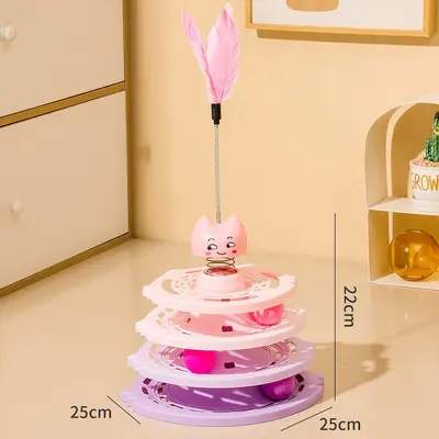 Self-Play Feather Cat Teaser Wand with Four-Layer Ball - 8