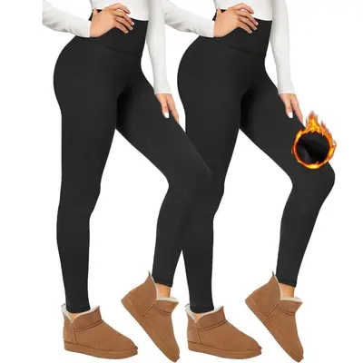 Amazon Autumn Winter Best-Selling Fleece-Lined Leggings Outer Wear Warm Slim Fit High Waist Yoga Pants Workout Running Sports Trousers
