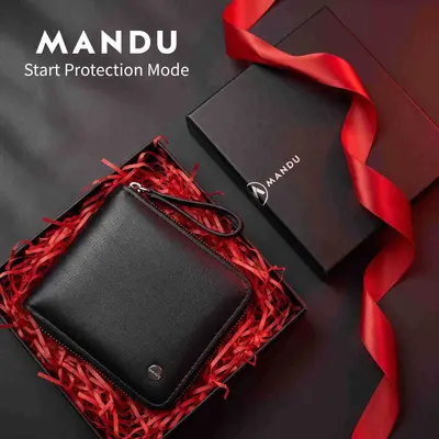 MANADU Herrenbrieftasche mit Reißverschluss und RFID-Schutz