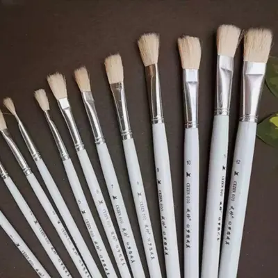 Koyun saçı fırça seti düz kafa profesyonel sanat - 9