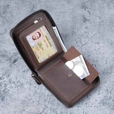 Men's Short Wallet with Multiple Card Slots and Coin Pocket - 4