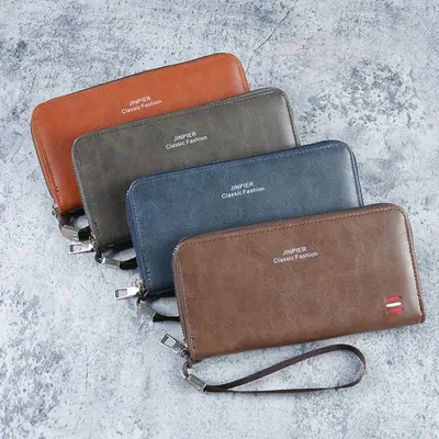 Men's Long Wallet with Multiple Card Slots, Large Capacity Zipper Retro Style - 5