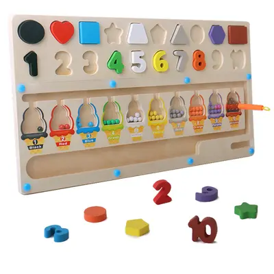 Magnetische Steckperlen-Lernspielzeug für Kleinkinder: Farberkennung, geometrische Formen und Zahlen 3-in-1 Sortierspiel, Frühförderung und Lernspielzeug