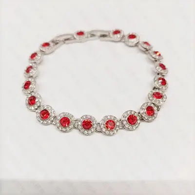 Shijia Round Single Diamond Button Bracelet, Adjustable, for Women - 10
