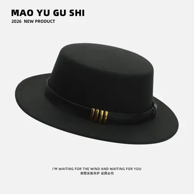 Hepburn-Style Wool Felt Flat-Top Fedora Hat for Women - 10