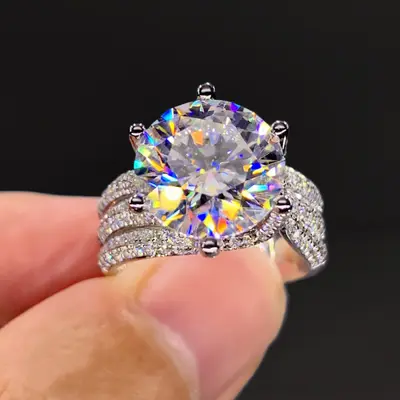 TikTok Live Neuer Bestseller 5 Karat Taubeneier drei Generationen Liebe Moissanit luxuriöser vollständiger Diamant Diamantimitation Ring - 2