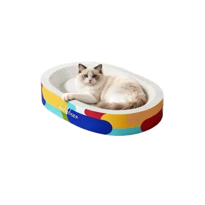 White Cardboard Cat Scratcher and Cat Nest 2-in-1, Oval and Round - 6