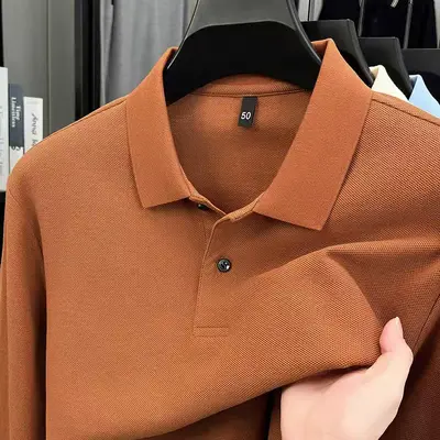100% Cotton Men's Long Sleeve Polo Shirt, Embroidery Ready