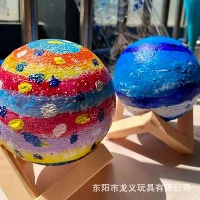 DIY Moon Lamp Creative Gift Painted Moon Graffiti Night Lamp Dream-like LED Hand-painted Planet Lamp Birthday Gift