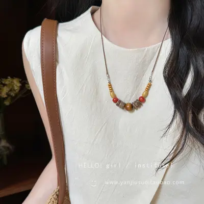 Ethnic style necklace, long sweater chain, women's accessory - 12