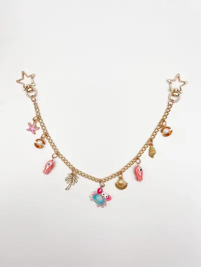 Muschel-Clownfisch-Taschenkette mit Seepferdchen-Perlen-Anhänger, Sommer-Strand-Hängedeko - 8