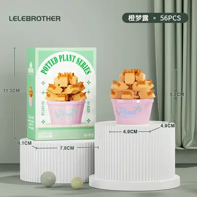 Preserved Flower Building Blocks with Succulent Pot Ornament for Girls - 12