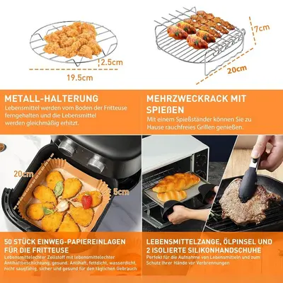 Hava fritözü aksesuar seti, 8 inç, 10 parça silikon fırın tepsisi