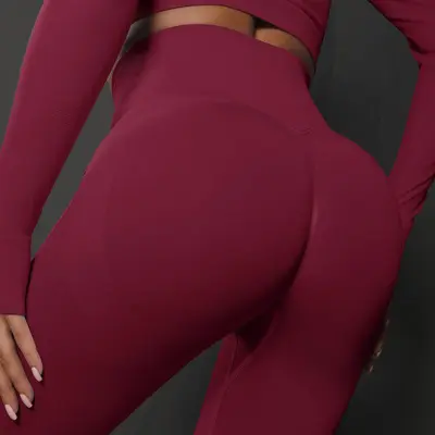 Gülümsüyen yüz yoga pantolonu, peach lift, yüksek bel - 7