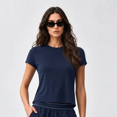 Women's Yoga Set, Quick-Dry Straight-Leg Pants and Short-Sleeve Top - 8