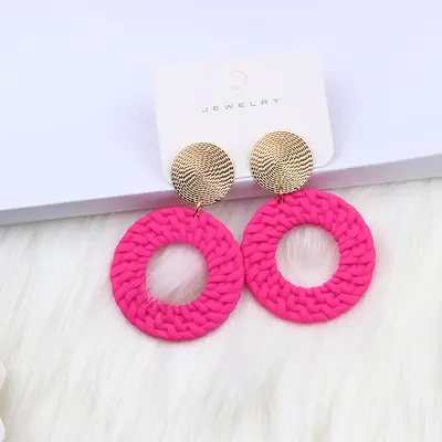 12-Color Bohemian Geometric Round Spray-Painted Earrings - 13