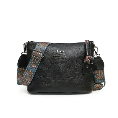 Damen-Schultertasche klassisch schlicht mit breitem Schultergurt - 6