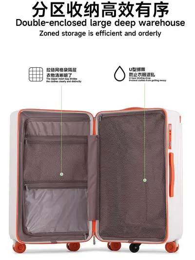 Women's Wide Trolley Luggage 20 Inch, Durable, Combination Lock - 3