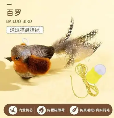 Sound Bird Cat Toy, Interactive Cat Teaser Wand with Bell - 9