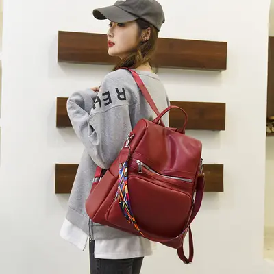 Women's PU Leather Backpack, Casual Everyday Use - 3
