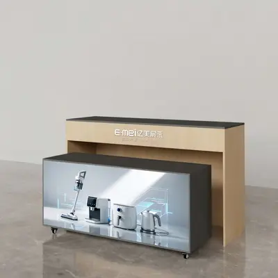 Stahl-Holz U-förmige Stufen-Kosmetikvitrine, kundenspezifisch - 7